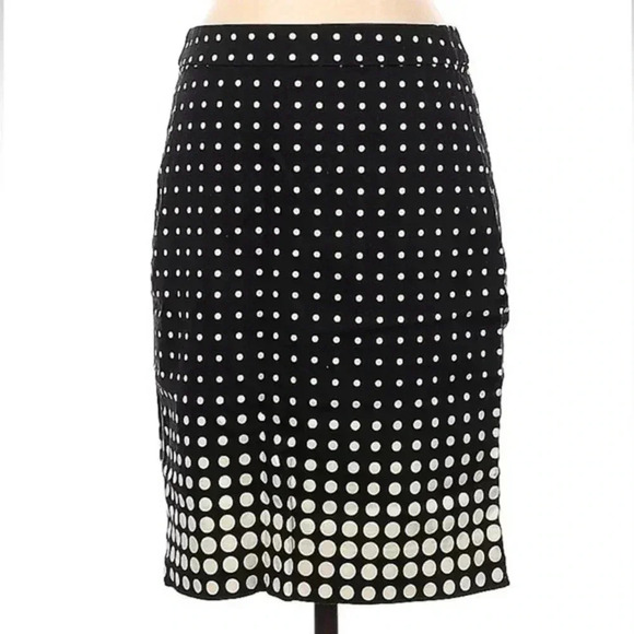 J. Crew Polka Dot Pencil Skirt Black White Back Zipper Ombre Dots Size 2 - Picture 2 of 4